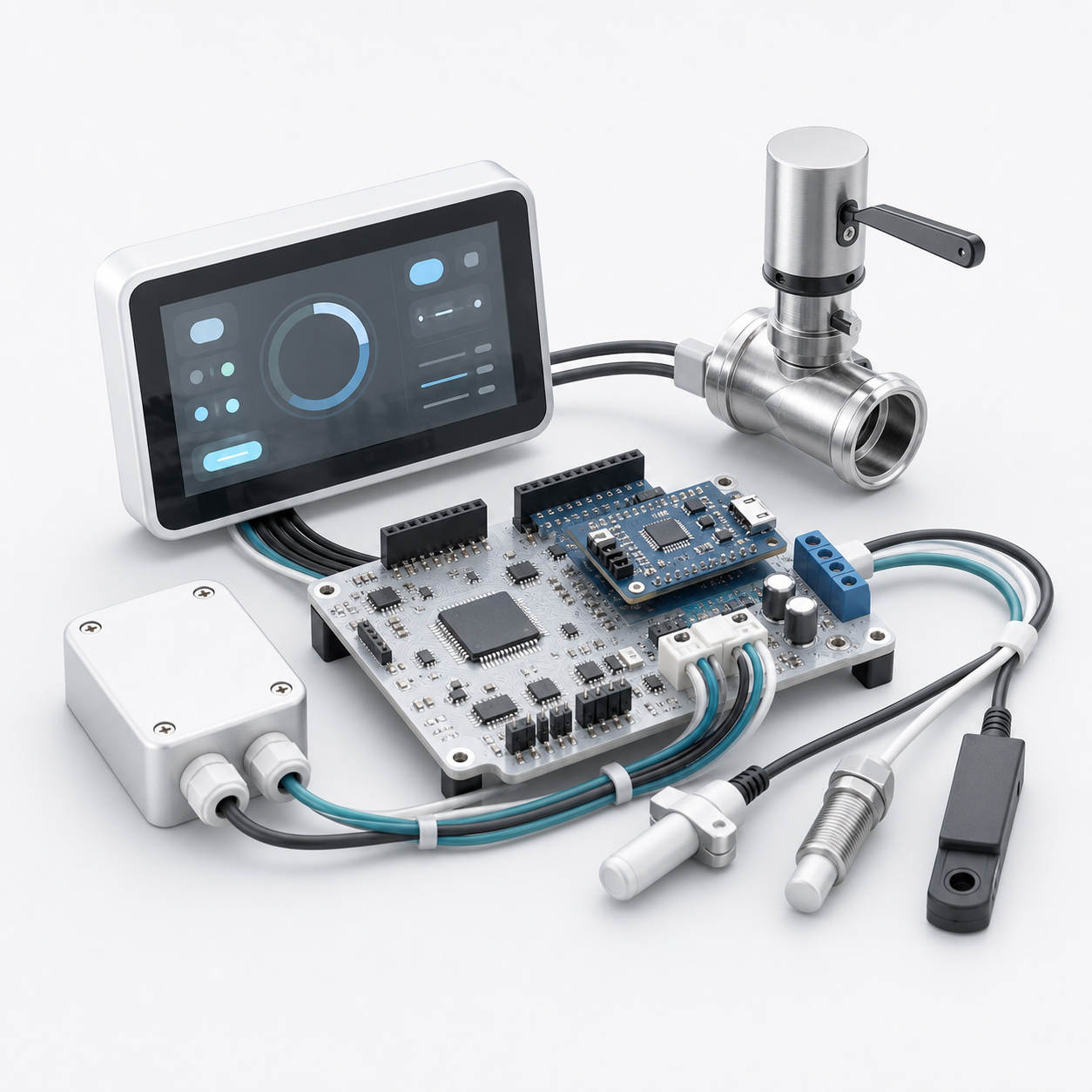 Elektronik-Prototyp mit Touchscreen f&uuml;r digitale Schanktechnik